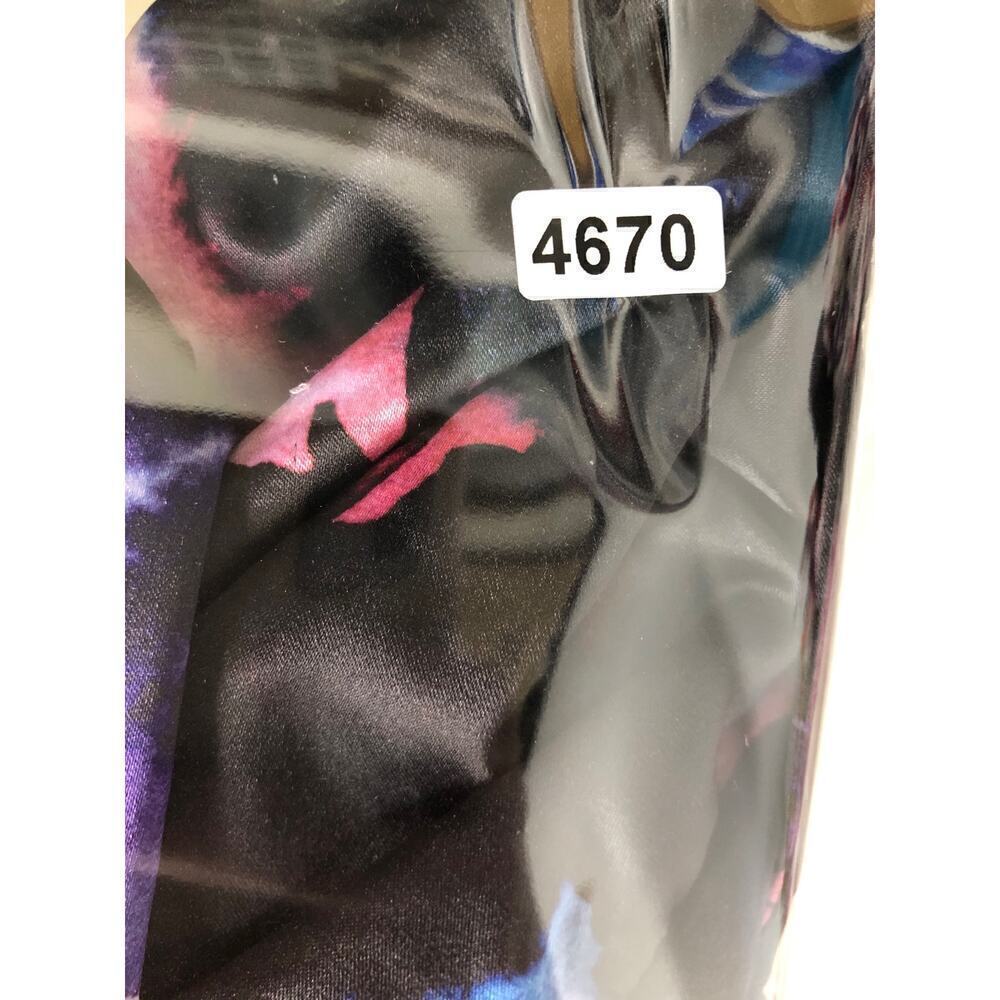 Badgley Mischka Bustier Top Printed Satin Sweetheart Neck Puff Sleeve Black 12 - Picture 10 of 10